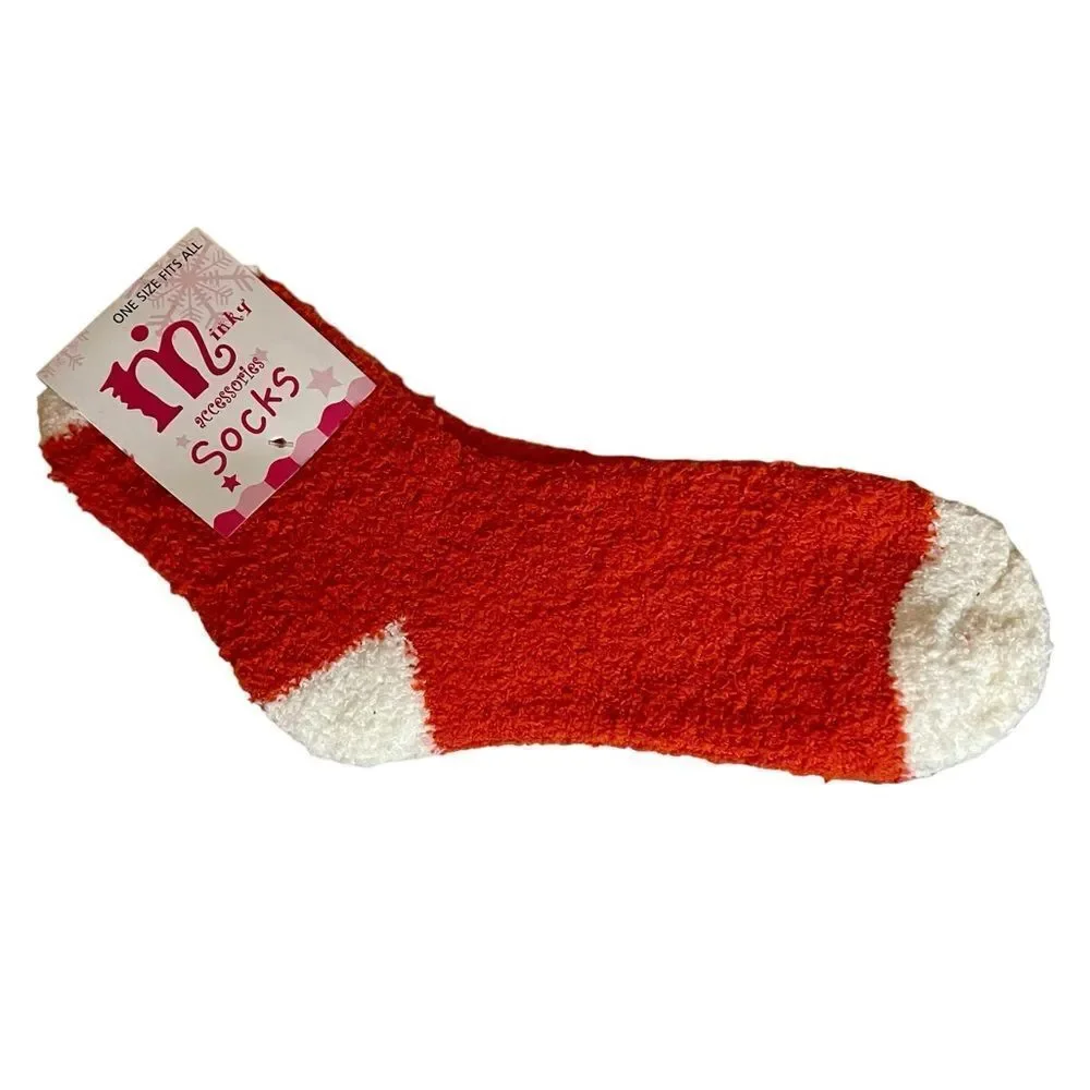 Minky Soft Fuzzy Slipper Socks Sz 9-11